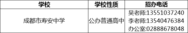 2024年成都市壽安中學(xué)招辦電話是多少？