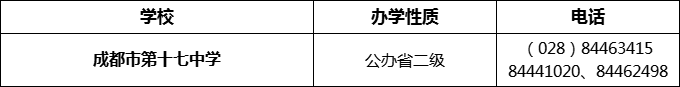 2024年成都市第十七中學招辦電話是多少？