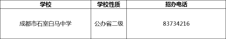 2024年成都市石室白馬中學(xué)招辦電話是多少？