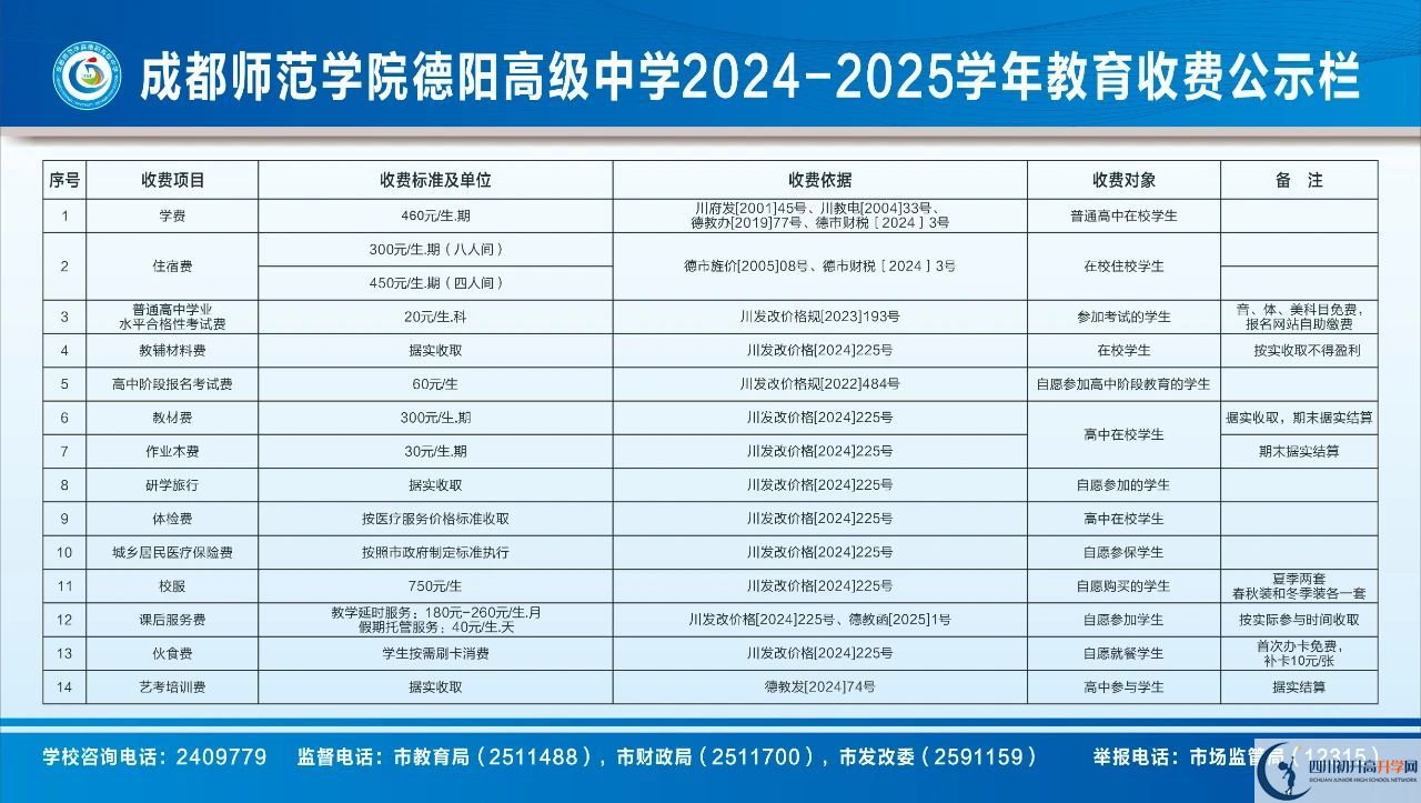 2026年德陽(yáng)市成都師范學(xué)院德陽(yáng)高級(jí)中學(xué)學(xué)費(fèi)多少錢？