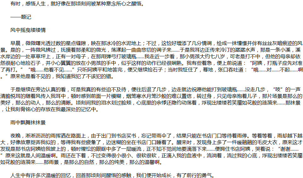 2020年中考滿分作文說明文參考范文：那時，我淚流滿面